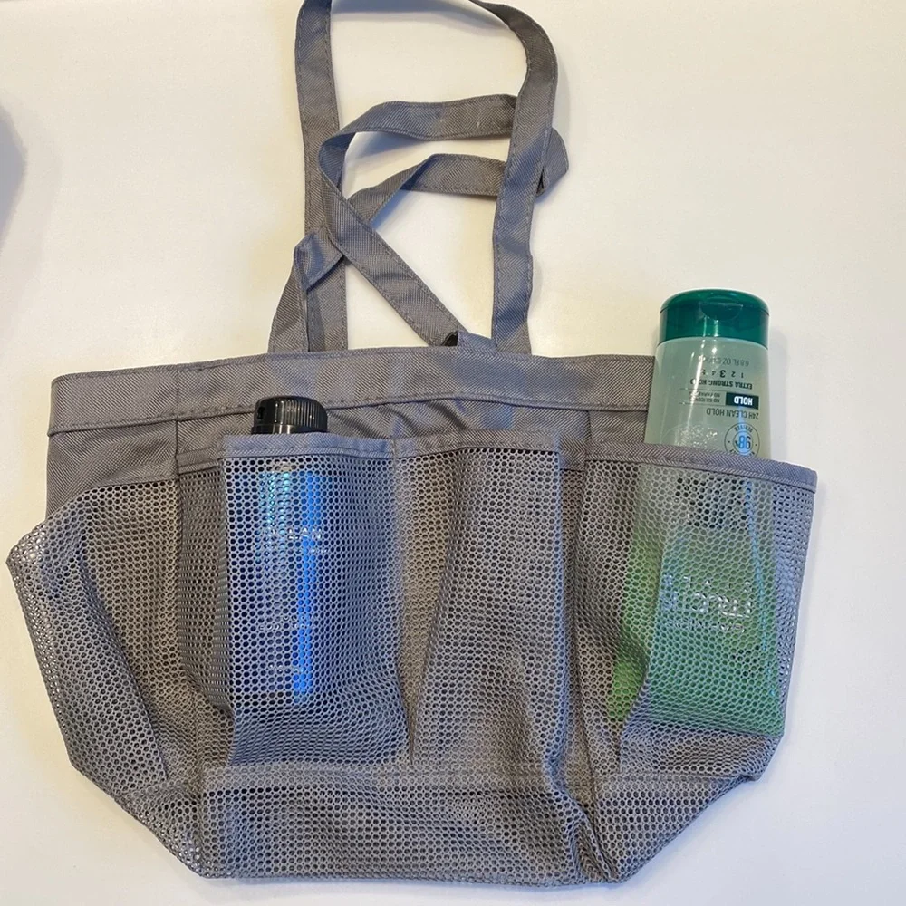 Portable Mesh Shower Dorm Caddy Tote Hanging Toiletry Bath Organizer with Clip - Picture 6 of 9